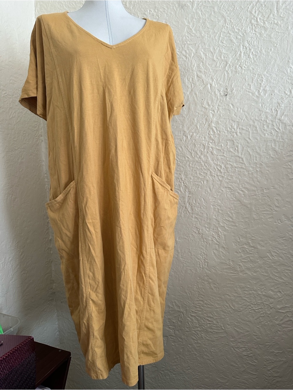 J. Jill Pure Jill Easy Knit Two-Pocket Dress Mustard Yellow Light Curry NWT 2X